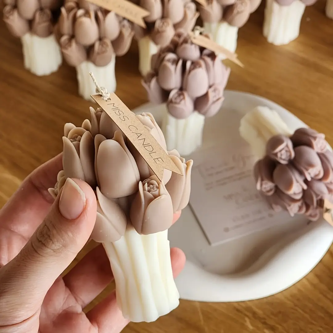 1pcs 3D Tulip Bouquet Silicone Mold, Valentine's Day DIY Flowers, Aroma Candles, Plaster Ornament Molds, Handmade Gift, Soap Candle Making Supplies, Wax Melts