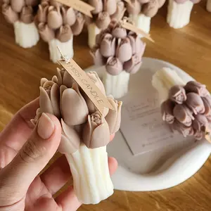 1pcs 3D Tulip Bouquet Silicone Mold, Valentine's Day DIY Flowers, Aroma Candles, Plaster Ornament Molds, Handmade Gift, Soap Candle Making Supplies, Wax Melts