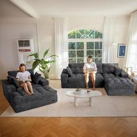 L Shape + Square Chaise Lounge-Dark Grey