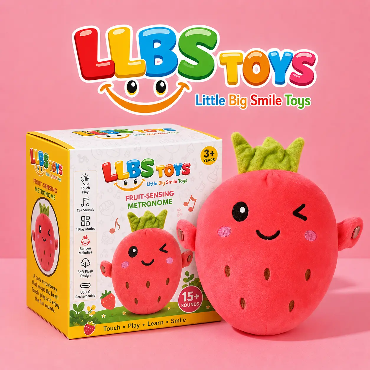 Mumuzitoy Strawberry interactive Music Plush Toy Set -Banana,Strawberry & Carrot Electric Plush Toys forParent-Child Interaction, Couples & FriendsPrank Toy, Valentine's Day & Easter Party FunGift for Kids & Adults stuffed animals cute girlygifts
