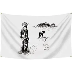 Tapestry Quiet Heavy Dreams Album Cover 3x5Ft Flag Wall Hanging Art Home Decorations for College Dorm Decor Bedroom Banner with 4 Brass Grommets