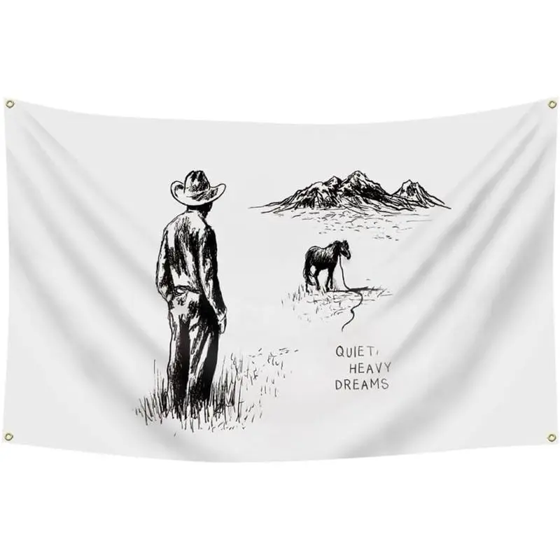 Tapestry Quiet Heavy Dreams Album Cover 3x5Ft Flag Wall Hanging Art Home Decorations for College Dorm Decor Bedroom Banner with 4 Brass Grommets Vintageroomdecor Diy Decorating bedroom decor mens room decor tapestry