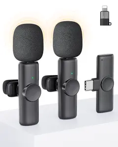 KUKIHO Wireless Microphone for iPhone iPad Android 2 Pack Lavalier Lapel Mic Noise Reduction Plug Play Mini for Video Recording Interview Podcast YouTube TikTok Vlog