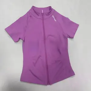 DFYNE Zip Up Short Sleeve Workout Jacket – Slim Fit Stretch Yoga & Gym Top for Women