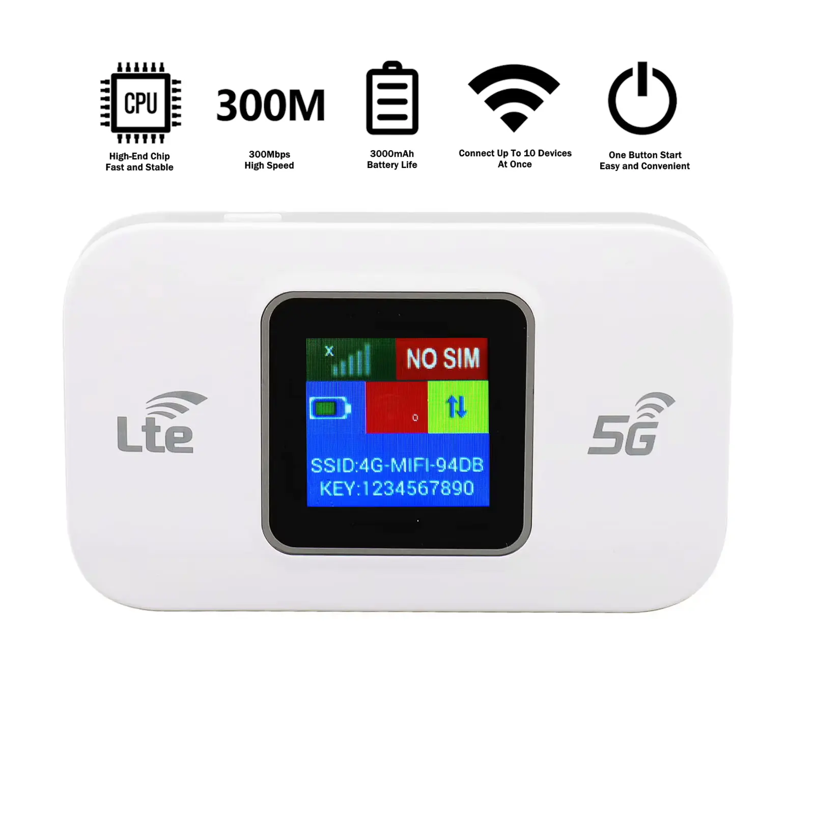 4G LTE WiFi Modem Hotspot Professional 300Mbps High Speed Color Screen ...