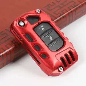 Aluminum Key Fob Cover Case, Car Key Protector for 2018+ Jeep Wrangler JL JLU & Gladiator JT, Red Aluminum Alloy Interior Car Accessories
