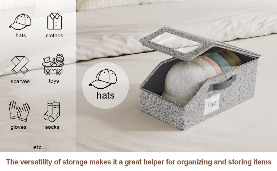 3 Pack Stackable Baseball Cap Storage Boxes – Foldable Hat Organizer with Clear PVC Window, Holds Up to 36 Caps, Reinforced Cardboard Base, Dustproof, Portable & Space-Saving, Perfect for Closet, Bedroom, Shelf, Dorm Room, Travel, Baseball Hat Collection