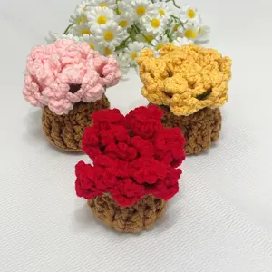 A Handmade Crochet Tulip Bouquet Coaster, Table Mats, Featuring a Tulip Bouquet with a Flower Basket, Serves As a Heat-Resistant Mat And a Decorative Piece for The Table, Making It a Unique And Creative Gift for Holidays, Perfect for Home Decor