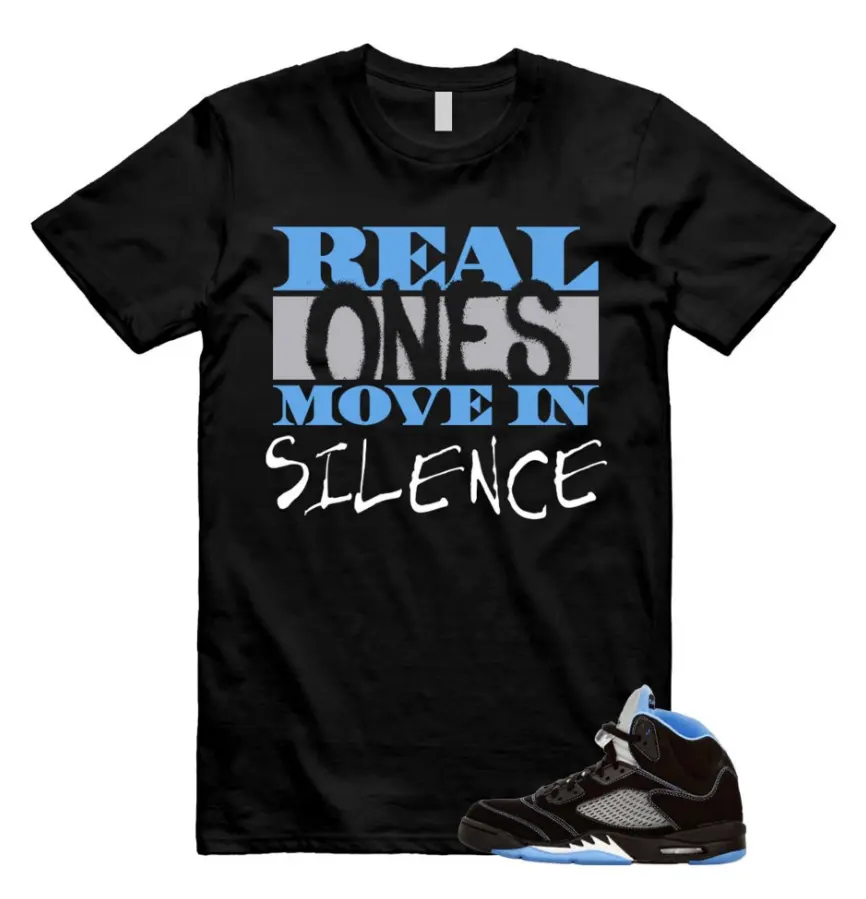 Real Ones Shirt To Match 5 Retro Black University Blue White 2026, Black/University Blue Sneaker Matching Shirt, Cotton Unisex Graphic T-Shirt