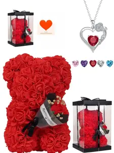 "Diamond Rose Heart Bond" Premium heart rose gem necklace with an exquisite rose bear gift box. A mysterious elegant gift for dates, holidays, birthdays, Valentine’s Day and Mother’s Day for your wife or daughter.