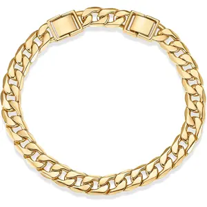 14K Gold Plated Chunky Curb Chain Anklet for Women |         Lightweight Flat Curb Link Chain Anklets