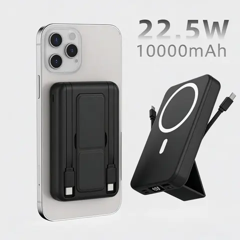 10000mAh portable power bank, 22.5W fast charging, built-in charging cable, a must-have for travel and camping. USB-C portable mobile phone charger, compatible with iPhone, Android and other smart devices. Compatible with iPhone 16/15/14/13/12.
