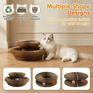 Magic Organ Scratcher Foldable Accordion Scratch Board with Bell Ball Interactive Cardboard Toy for Indoor Furniture Protection cat lover