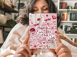 Happily Ever After Club Sparkly Kindle Insert for Clear Case, Glitter Overlay Kindle Paper Insert, Bookish Kindle Accessory