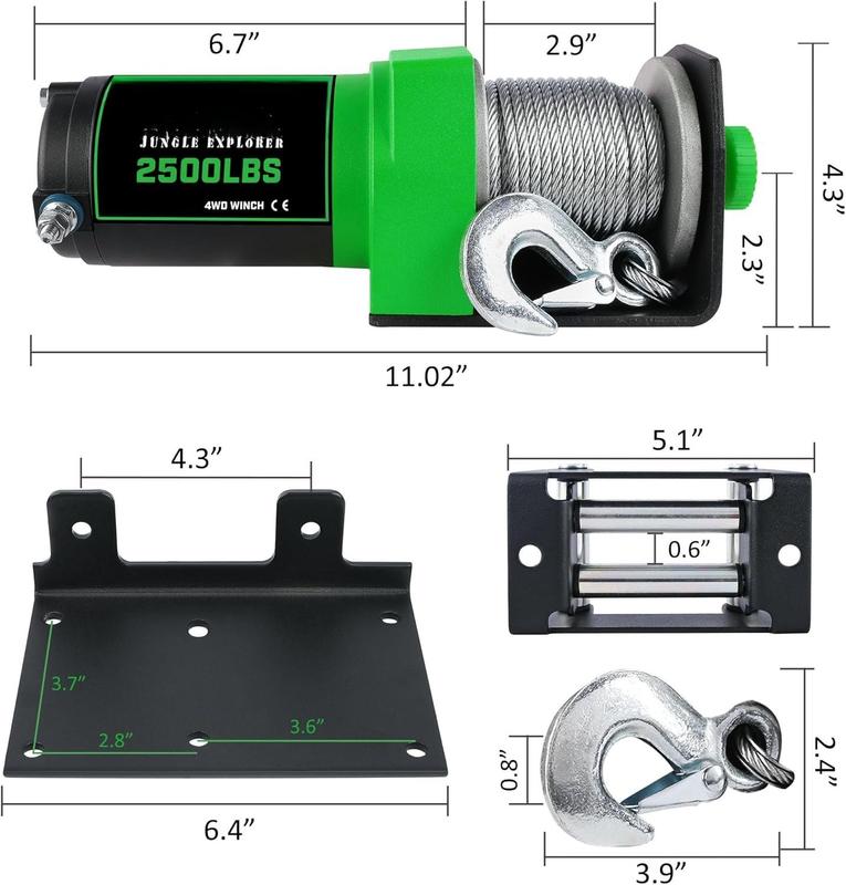 2500 lb. ATV/UTV Electric Winch, 12V  Steel  Winch,Electric Winch with Wired Remote and  Remote for ATV UTV Towing,Boat,Off-Road