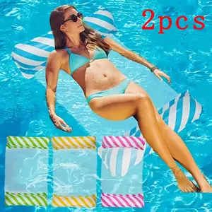 2-Piece Multi-Functional Inflatable Water Hammock Lounger Set, Comfortable Pool Floats & Beach Relaxer, Ideal for Adults, Travel, Home Pools