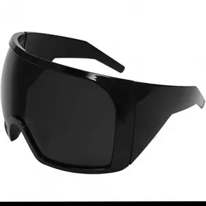 Futuristic Wrap Around Sunglasses - Rave Curved Lens with UV400 Protection, Oversized  Eyewear, Cool Steampunk Shades for Men & Women