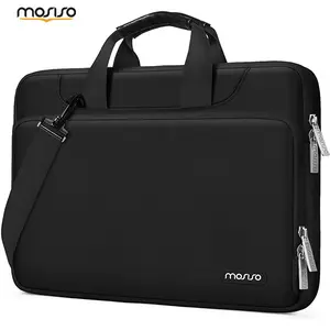 MOSISO 13–17.3 Inch Men Women 360° Protective Laptop Shoulder Bag with Removable Strap & Handles, Water-Resistant Shockproof Briefcase with Front Pocket & Trolley Strap, Compatible with MacBook Air/Pro, Dell, HP, ASUS, – Business, Travel, Work & School
