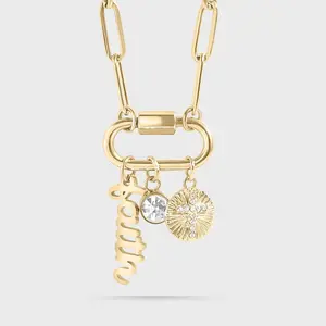 "Faith" Paperclip Carabiner Charm Necklace