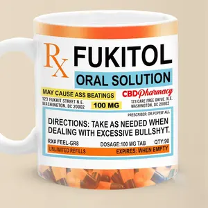 Funny Rx Prescription Mug, Funny Prescription Label 11 Oz Mug – Ideal Gag Gift For Friends Or Coworkers, Funny Coffee Mug, Ceramic Mug – Stress Relief Humor Gift for Office