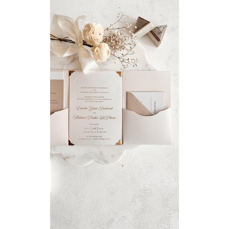 Letterpress Wedding Invitations – Premium Cardstock Invites | Foil Stamped & Embossed Suite Style 3277