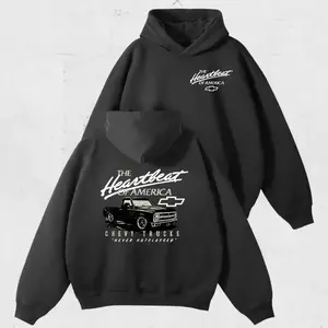 Chevy Trucks Heartbeat Hoodie, Vintage American Pickup Graphic Hooded Sweatshirt for Men and Women, Retro Cotton Pullover Gift graphic  hoodies hoodies  men