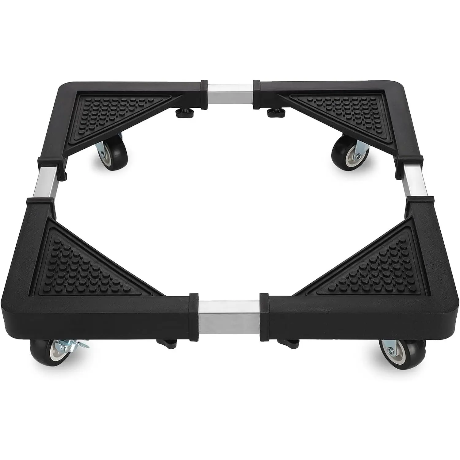 Black Adjustable Mini Fridge Stand with Dolly Base, 4 Locking Wheels, 17.7"-25.6" Height Range for Washing Machine, Portable Refrigerator, Dryer Furniture