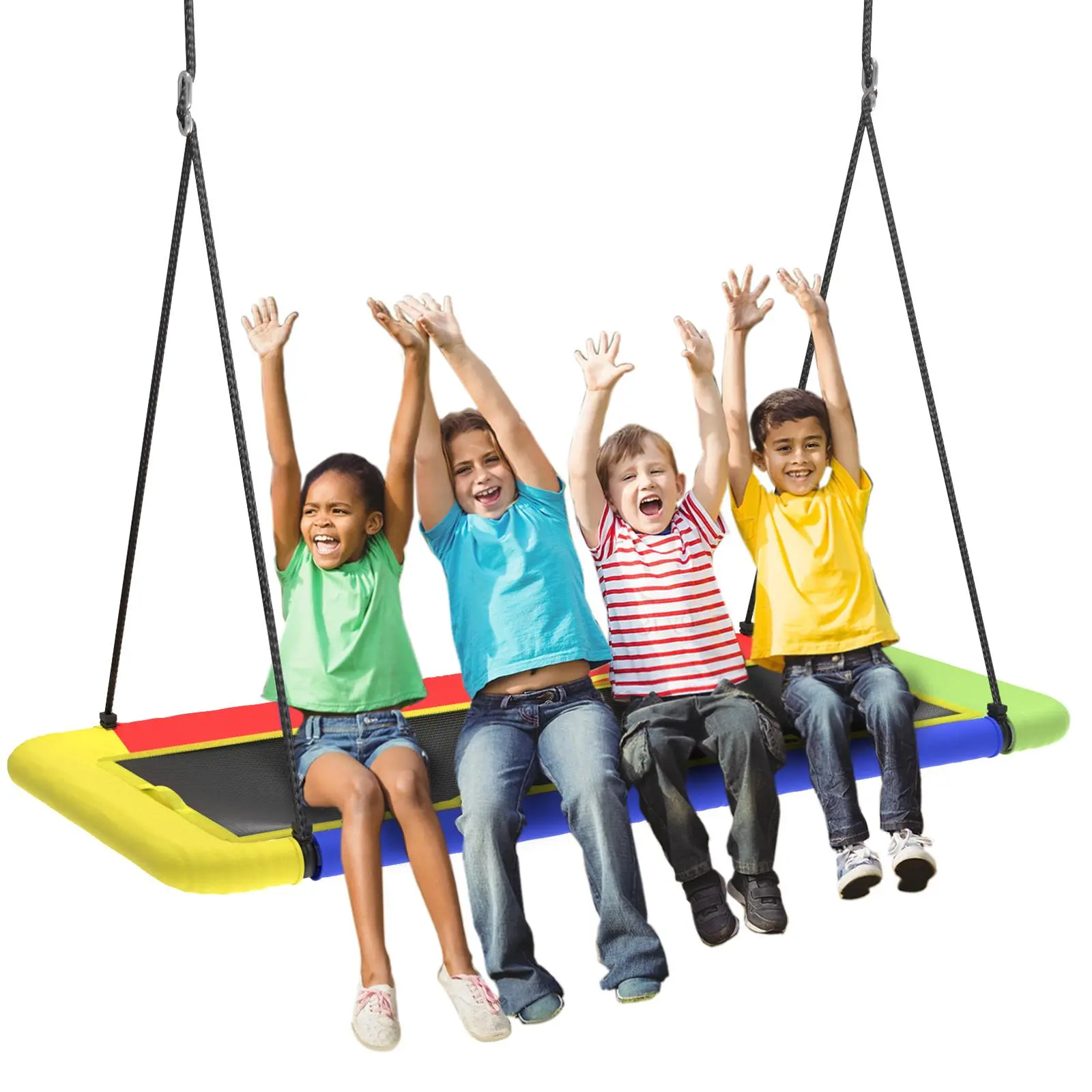 Hotjump 60'' Rectangle Platform Tree Swing for Kids and Adults, Giant Flying Swing with Adjustable Hanging Strap, Waterproof Textilene Fabric Tear & UV Resistant, Swings Set for Backyard Garden Outdoor Play;