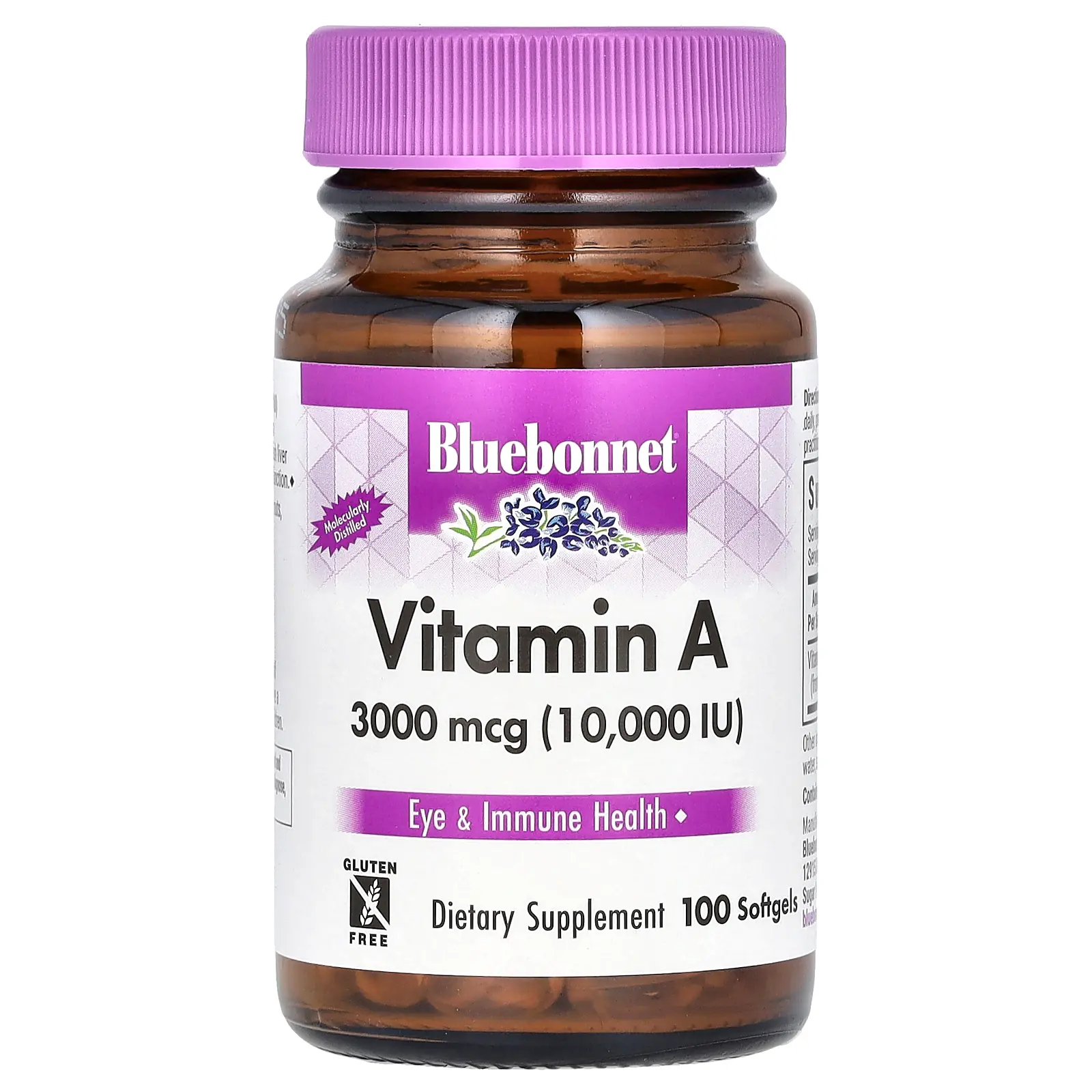 Bluebonnet Nutrition Vitamin A, 3,000 mcg (10,000 IU), 100 Softgels