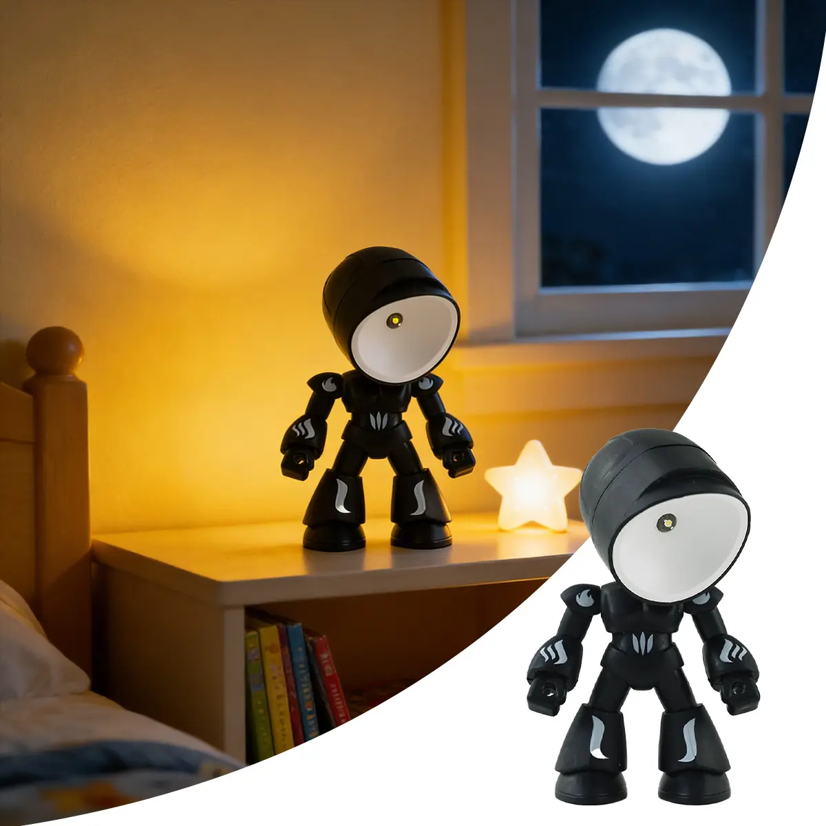 LED Mini Robot Night Light , Cute Cartoon Design Companion Table Lamp for Kids, Creates a Cozy Bedroom Atmosphere, Perfect as a Birthday Gift, Valentine’s Classroom Gift, or a Unique Gift for Children.Valentine's Day gift