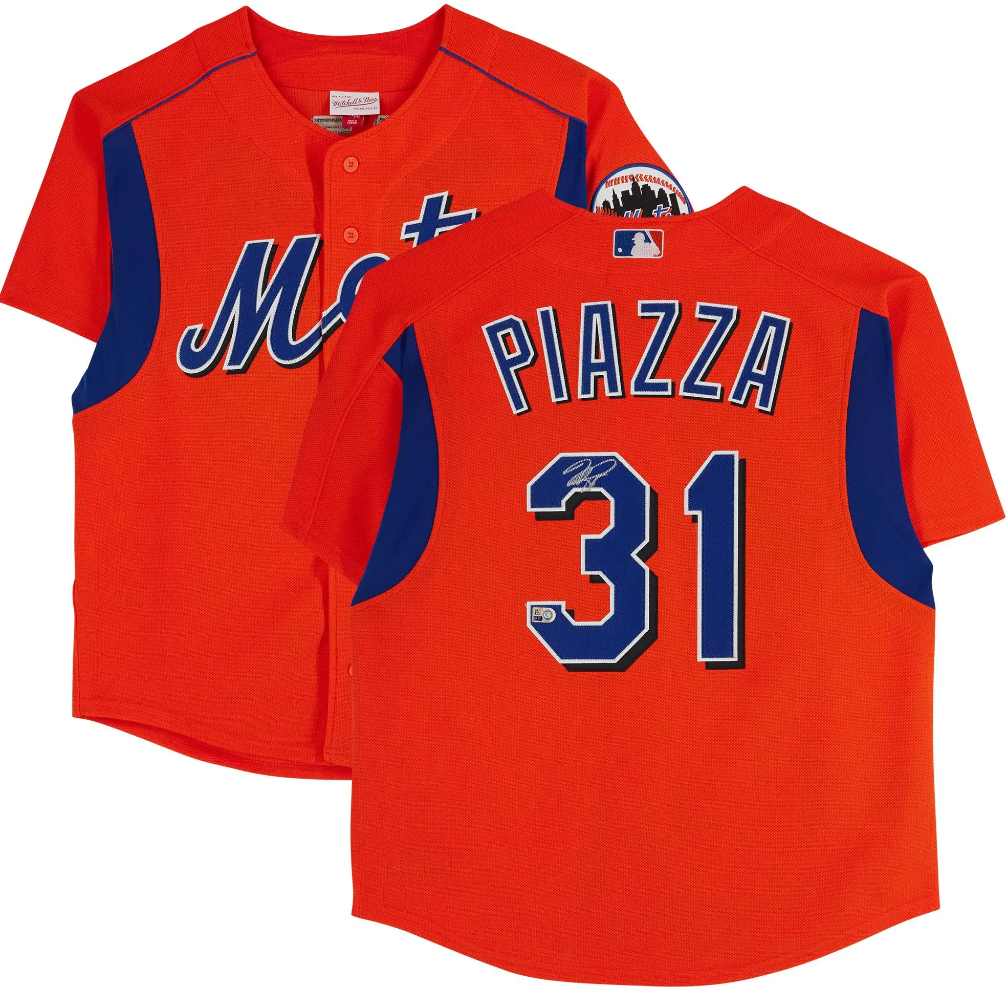 Mike Piazza New York Mets Autographed Orange Mitchell & Ness Replica BP Jersey - Fanatics Authentic Certified