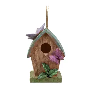 Northlight 10" Birdhouse with Butterflies Outdoor Garden Decor