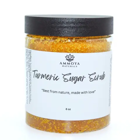 Ammoya Naturals Organic Turmeric Honey Sugar Physical Face Scrub Pack - 8oz (8oz) Vegan Beauty Product with Myrrh, Frankincense, Daily Brightening, Exfoliating Dead Skin, Smoothing, Hydration for Dry Skin (6 Months Shelf Life)