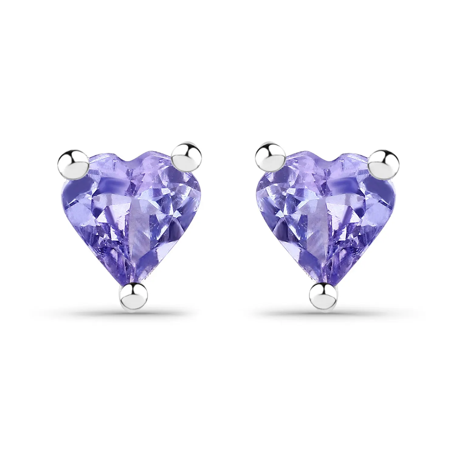 Genuine Tanzanite Heart Stud Earrings