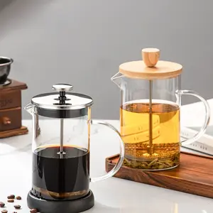 French Press Coffee Maker,600ML Heat Resistant Glass Carafe with Permanent Stainless Steel Filter,Ideal for Tea&Coffee