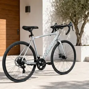 ARCH Non-Motorized Road Bike - 700Cx28 Aluminum Frame, 16-Speed, Disc Brakes, Lightweight, Anti-Slip Tires, Durable, Fast Acceleration for Men Commuter Fitness Cycling, Silver, Non-Motorized Road Bikes