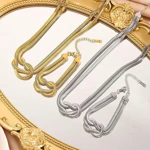 6-Pack Stainless Steel Jewelry Set - Waterproof 18K Gold Plated Necklaces Bundles