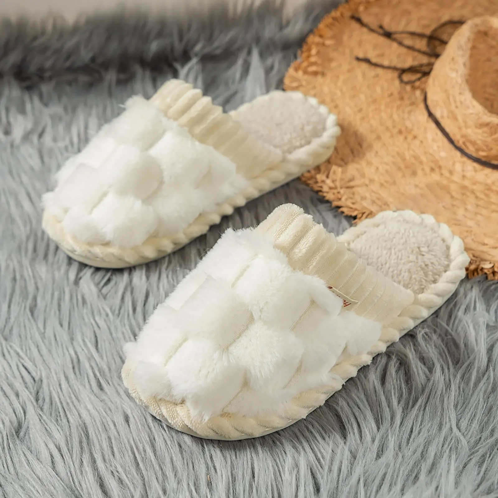 Women's Round Toe Soft Bedroom Slippers, Casual Soft Plush Warm Non-slip Home Slippers for Fall & Winter, Basic Comfy Silent Slippers for Indoor and Outdoor Footwear Walking Shoes Slide Flipflop