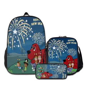 Clifford-the-Big-Red-Dog-3PCS Backpacks for Girls Set, Cute School Backpack for Girls Boys with Lunch Box and Pencil Case, Aesthetic Bookbag for Teens, Lightweight Classic Backpack for Travel, Work, Picnic A-0721