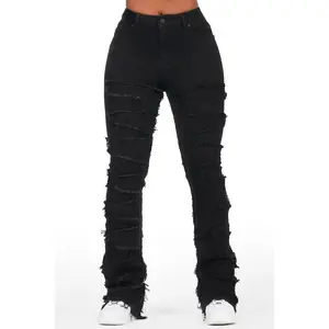 Zariyah Black Stacked Flare Jean fashion