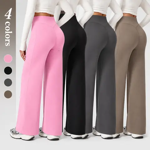 HIJESSE Women's High Waist V Back Wide Leg Yoga Pants, Tummy Control Butt Lifting, 4 Way Stretch Soft High Elastic Bootcut Workout Leggings for Gym, Yoga, Casual Street & Daily Outfits