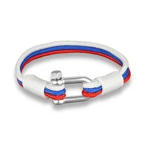 New Arrival Country France Flag Sport Camping Parachute Cord Men Women Nautical Survival Rope Chain Bracelet Summer Style