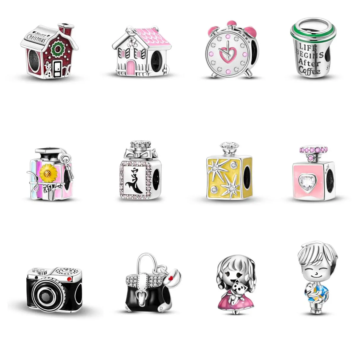 MULA Humanistic Life Series Beads - 925 Silver and Enamel Handmade Beads for Pandora Bracelets and Necklaces, Women's Fashion and Personalized Gifts