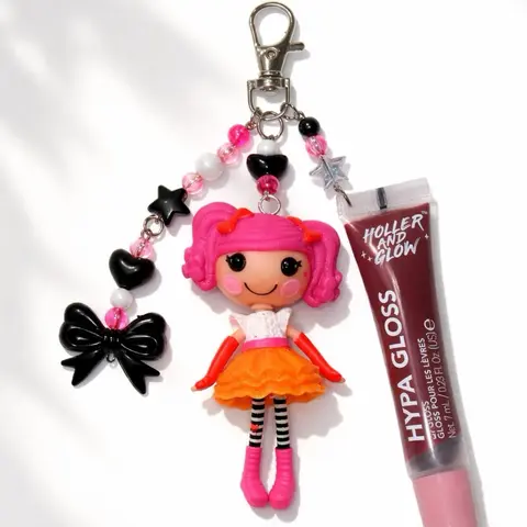 Lalaloopsy Beaded Keychain with Gloss and Gold or Silver Hardware