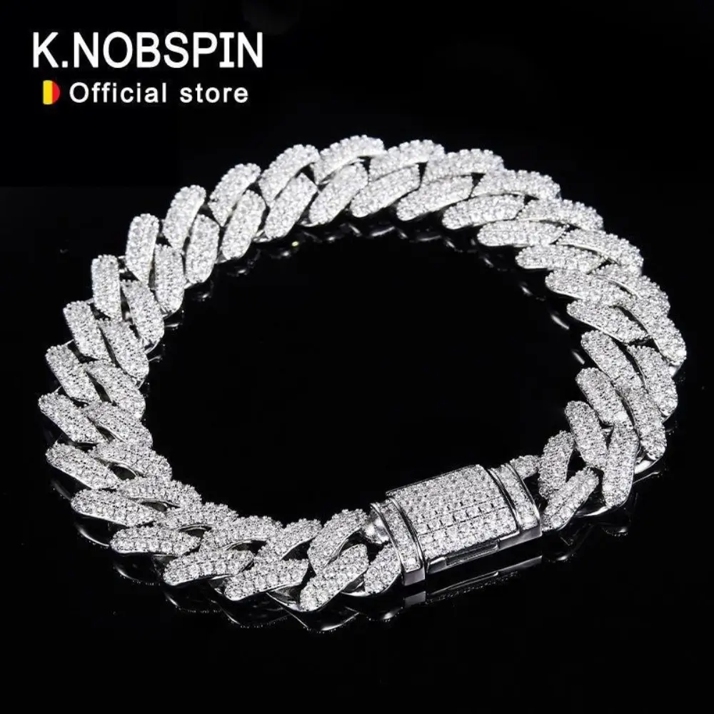 Iced Out Bling Round Hip Hop Bracelet for Men 6mm 8mm Full Diamond with GRA Sterling Silver Chain