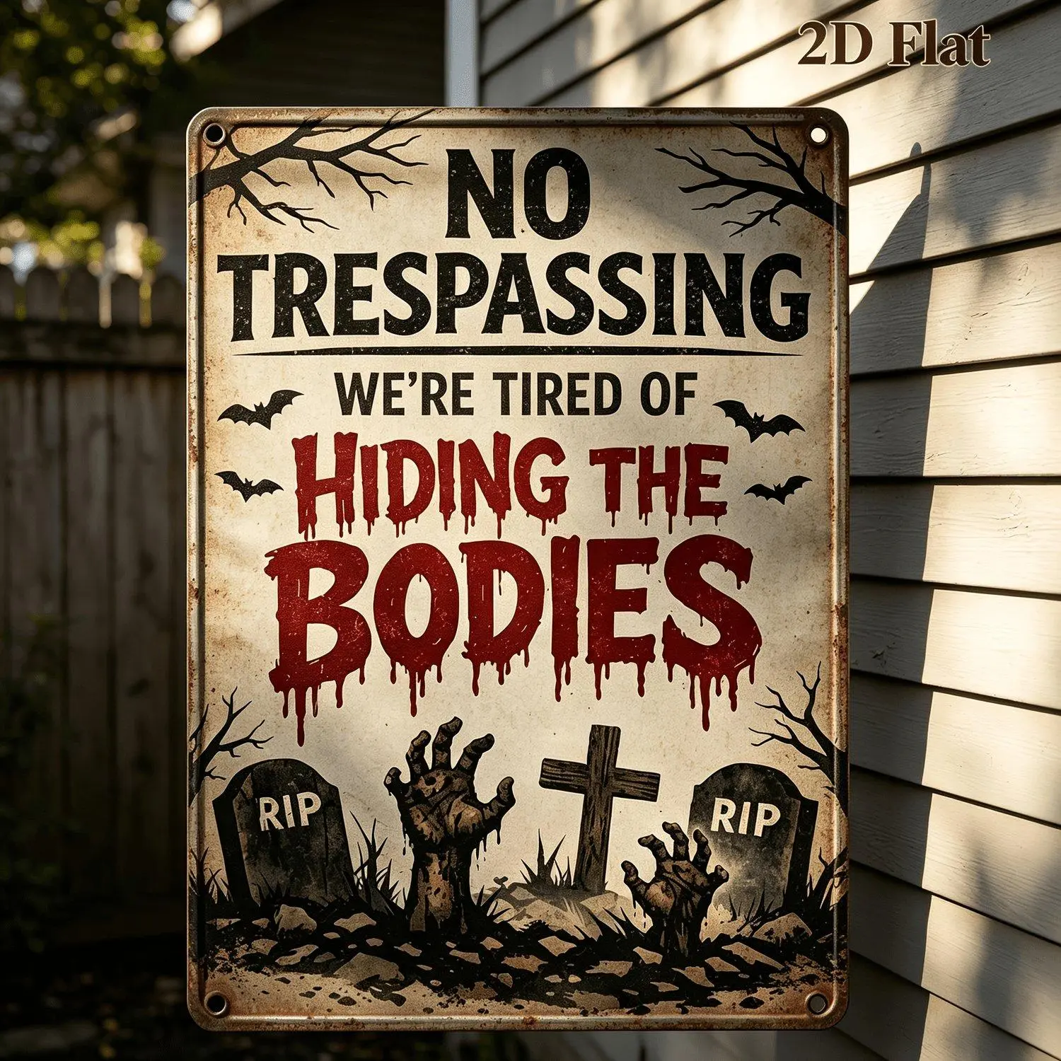 2D Flat, 1pc Graveyard Warning Sign Iron Sign, Vintage Metal Plaque, Single-Sided Print, Durable Iron Wall Decor for Home Yard Outdoor, Halloween Decoration, 11.8 X 17.7 Inches, No Pole Included