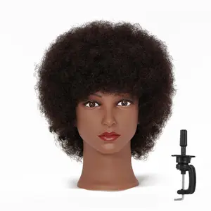 Mannequin    with  Human Hair  Afro Hair Manikin  for Practice Styling Braiding and Free Clamp Holder (R72026B0210H)