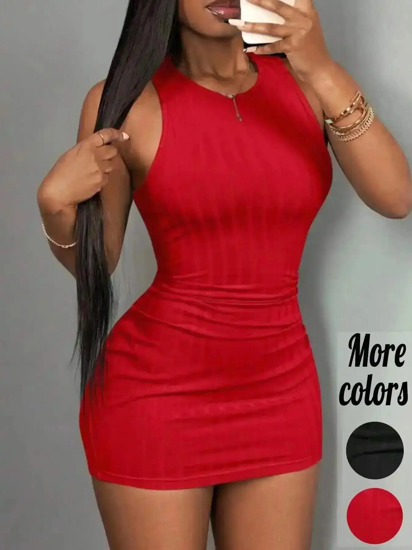 Trendy Formal Evening Gown, [Plus-Size]1 Piece Black Ribbed Bodycon Mini Dress, Sexy Clubwear Style, Casual Wear, Ruched Waist Detail &, For Curvy Women, Perfect Night Out, Clubbing & Date Viral Fashion Trend, Summer