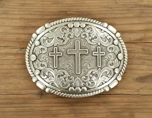 Scrolling Pattern Crosses Belt Buckle