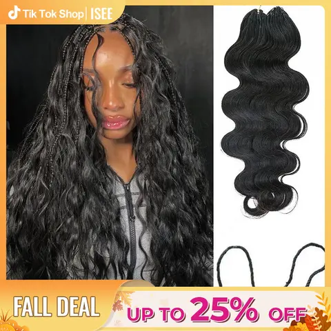 ISEE HAIR Body Wave Human Hair Crochet Braids Extensions Knotless 32-38 Strands Per Pack Pre-Separated Miracle Knots Crochet Hair Lightweight Soft Natural Look Protective Style Boho Braids Vacation Hair#TikTokShopFallDealsForYou